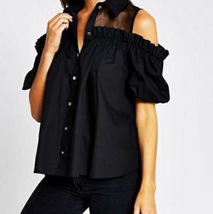 |New| Cold Shoulder Short Sleeve Shirt
